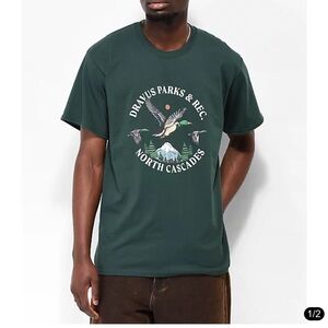 Dravus men dark green Dravus Parks & Rec. North Cascades tshirt with mallards